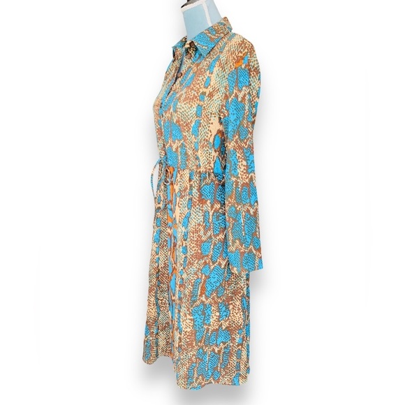 Zara Snake Print Midi Long Sleeve Dress Size Small NWT - Picture 5 of 12